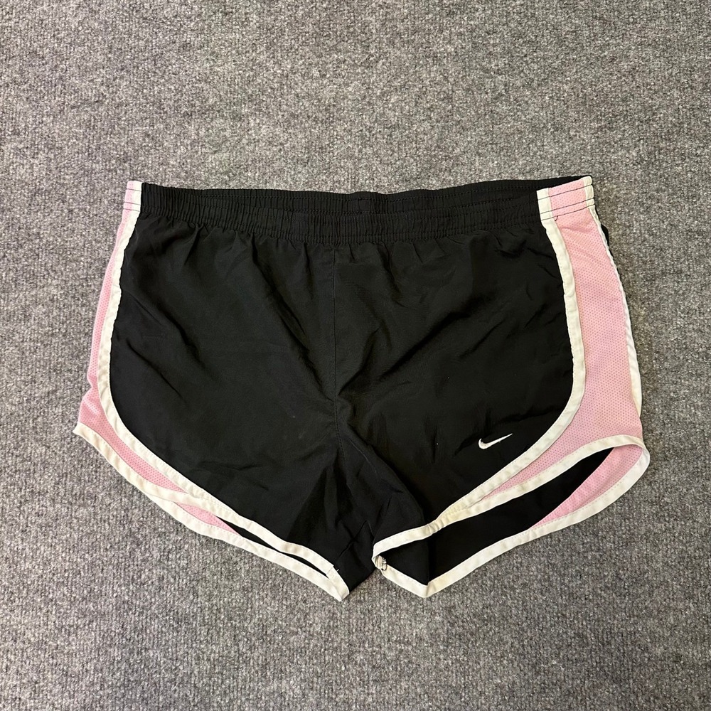Nike Shorts Womens Size M Black Pink Mesh Trim Running Athletic Gym Workout